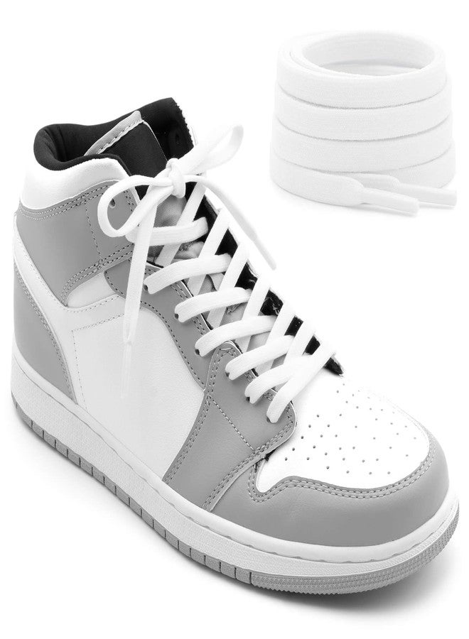 DELELE Flat Elastic Shoe Laces: White Stretch Shoelaces for Sneakers 2 Pair 47 inch - Image 1